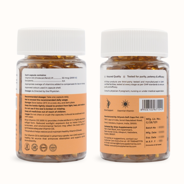 Vitamin D3 2000 IU Capsules – High Potency Bone & Immune Support