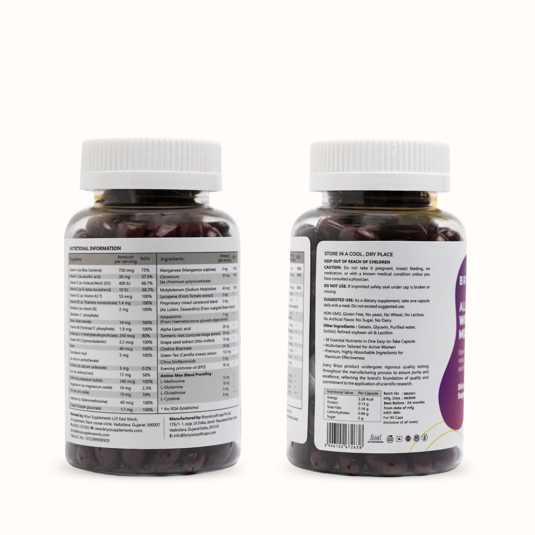 All Around Women 90 capsule bottle detail
