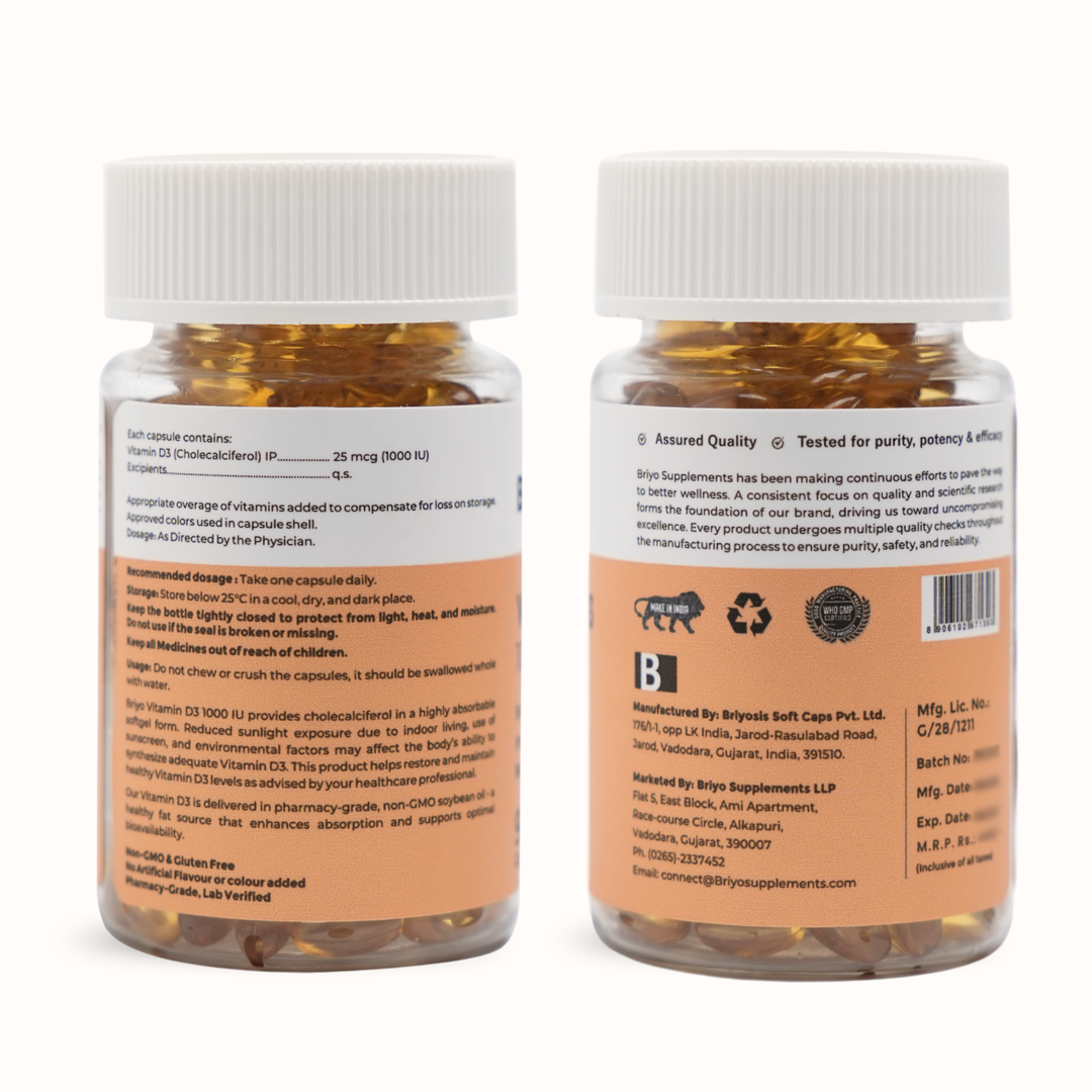 Vitamin D3 1000 IU Capsules – Bone & Immunity Support