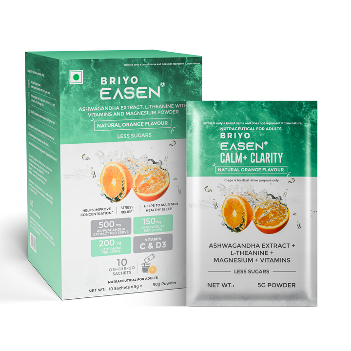 Briyo Easen Ashwagandha LTheanine Magensium Vitamin C & D Sachets for stress & Relaxation