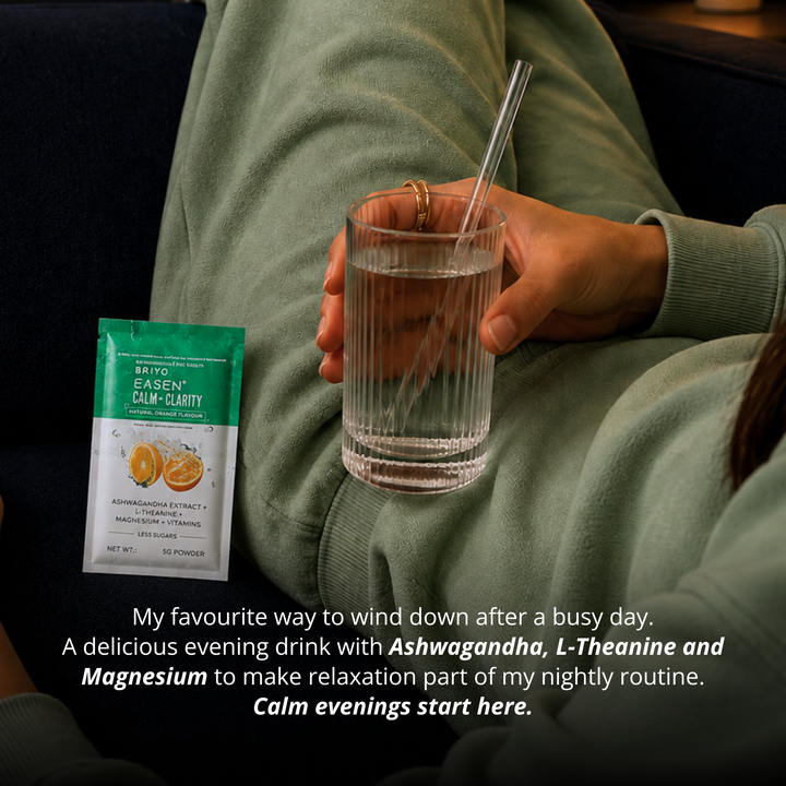 Briyo Easen Ashwagandha LTheanine Magensium Vitamin C & D Sachets for stress & Relaxation