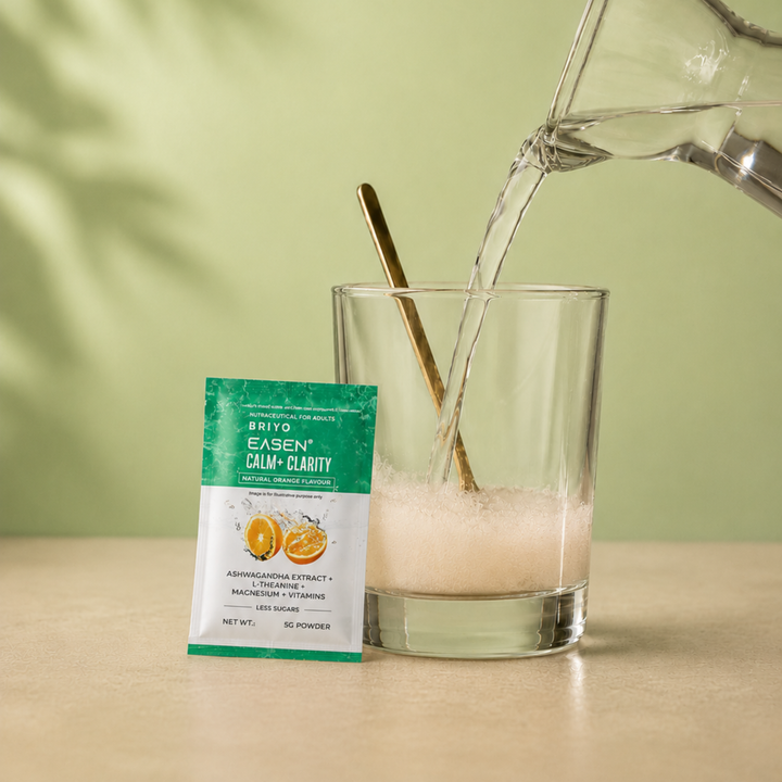 Briyo Easen Ashwagandha LTheanine Magensium Vitamin C & D Sachets for stress & Relaxation