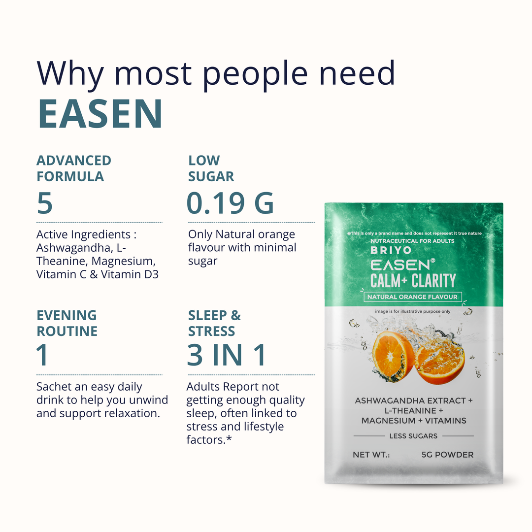 Briyo Easen Ashwagandha LTheanine Magensium Vitamin C & D Sachets for stress & Relaxation