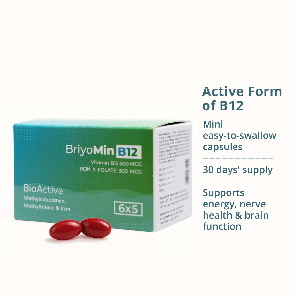 BriyoMin B12 Capsules – Vitamin B12 & Folate for Nerve Health