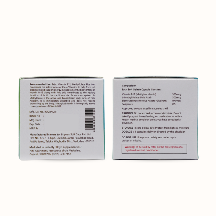 BriyoMin B12 Capsules – Vitamin B12 & Folate for Nerve Health