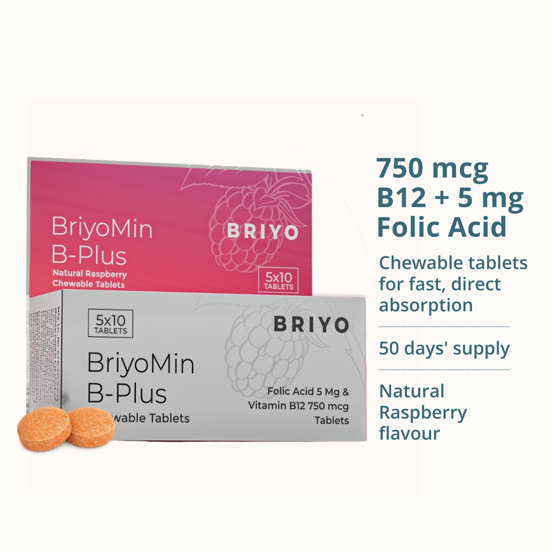 BriyoMin B-Plus Chewables (Raspberry) – Vitamin B12 & Folic Acid