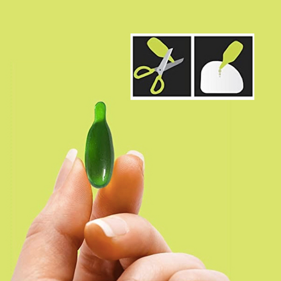 A Briyo BreatheEase inhalant capsule held between finger and thumb