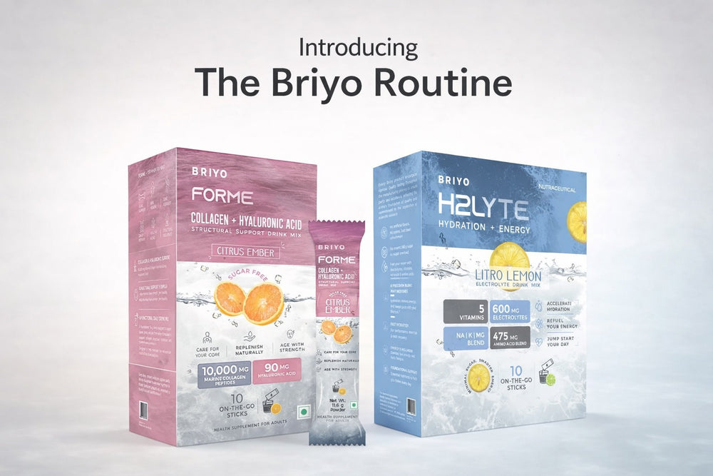 Briyo Forme Collagen and H2Lyte boxes and sachets