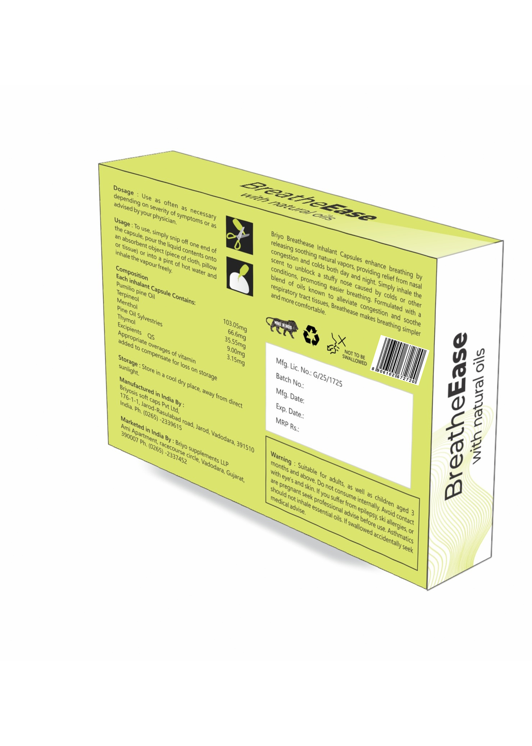 BreatheEase Inhalant Capsules – Nasal Comfort & Easy Breathing