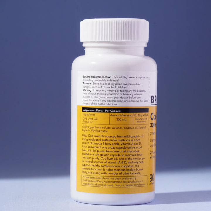 Briyo briyo supplement briyo supplements Cod liver oil omega 3 Vitamin A & D Capsules Cod liver oil 300 mg Capsules 